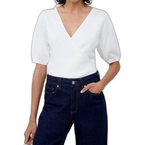 French Connection White Faux Wrap Sweater, XL